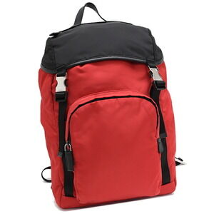 Prada Tessuto Montagne backpack red black nylon triangle logo plate